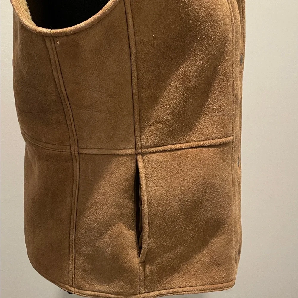 The Territory Ahead Vest Women Size M Tan Genuine Leather Zipper Snaps Cabincore - Picture 10 of 16